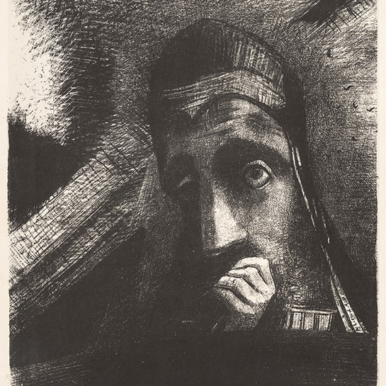 Odilon Redon Dans mon Rêve, je vis au Ciel un Visage de Mystère. (In my dream I saw in the sky a face of mystery)1885LithographPurchased with assistance from the Olive Stirrat Bequest, 1986