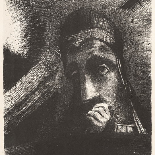 Odilon Redon Dans mon Rêve, je vis au Ciel un Visage de Mystère. (In my dream I saw in the sky a face of mystery)1885LithographPurchased with assistance from the Olive Stirrat Bequest, 1986