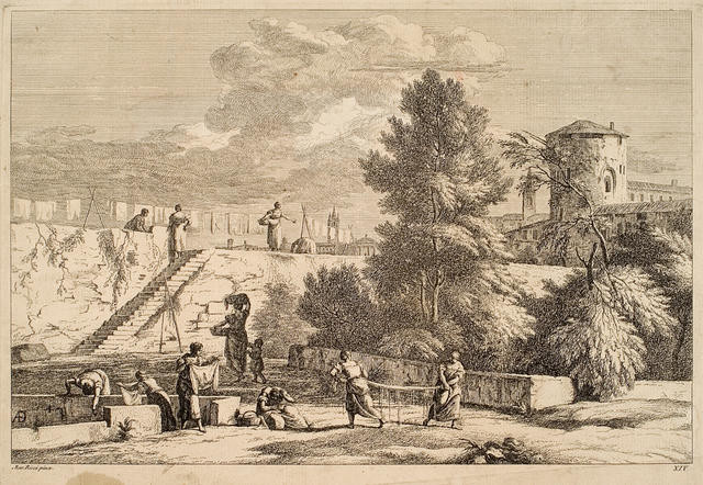 Women Washing Outside A City