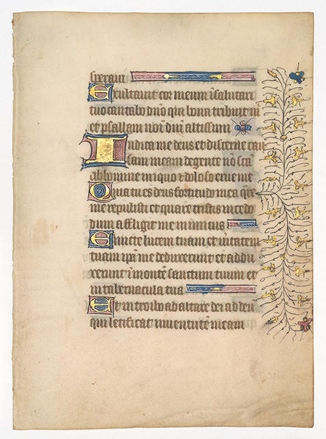 Illuminated Leaf from a Book of Hours, (recto) Psalm 13:6, Psalm 43:1–4; (verso) Psalm 43:4–5, Psalm 129:1-6