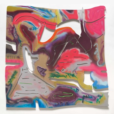 Jayden Plank Psychedelic Wasteland (detail) 2019. Aluminium, raku clay, automotive paint. Collection of the artist