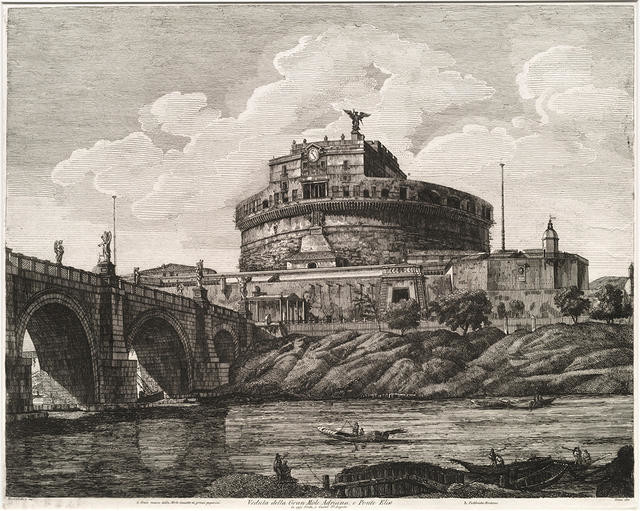 Veduta della Gran Mole Adriana, e Ponte Elio, in oggi Ponte, e Castel St. Angelo
