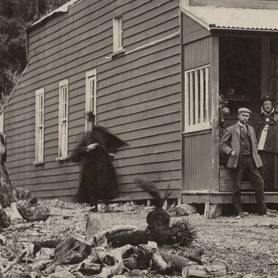 Photographer unknown The new hotel at Otira Gorge (detail) c.1890 Photograph. E.M. Lovell-Smith collection, Canterbury Museum 19XX.2.4789