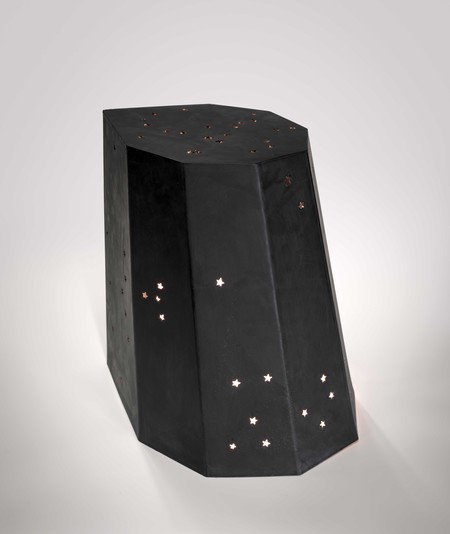 Ammon Ngakuru Night Light 2020. Carved Martino Gamper Arnold Circus stool, light. Collection of the artist