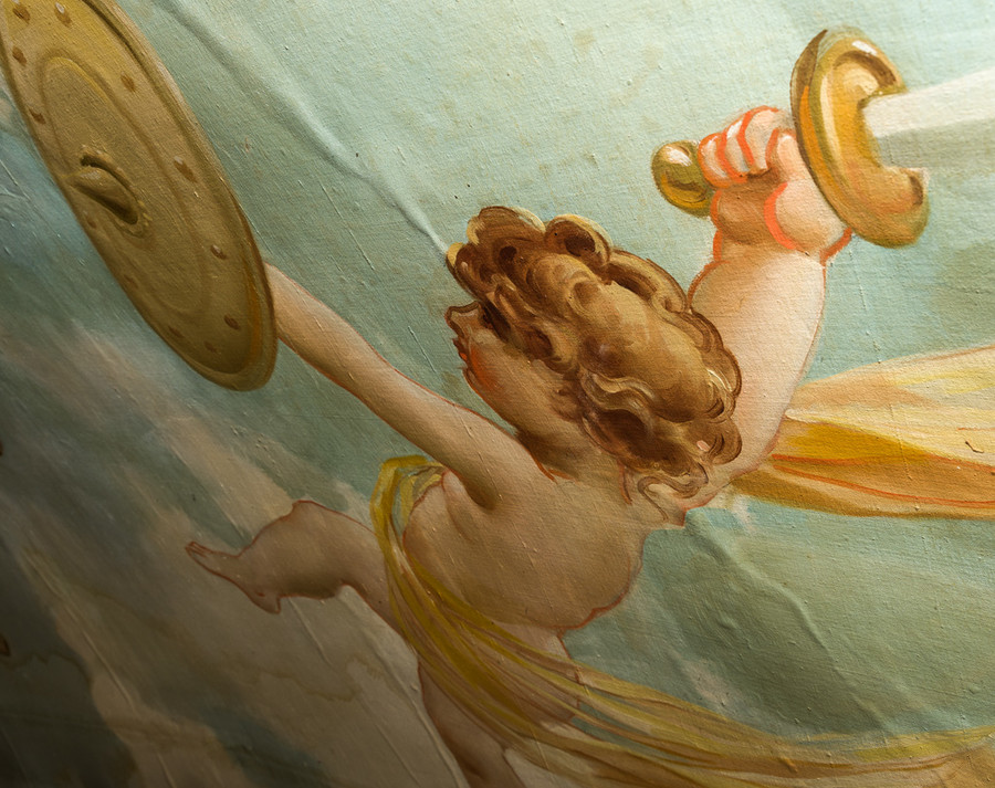 A Midsummer Night's Dream (detail). Isaac Theatre Royal dome painting during restoration. Photo: John Collie