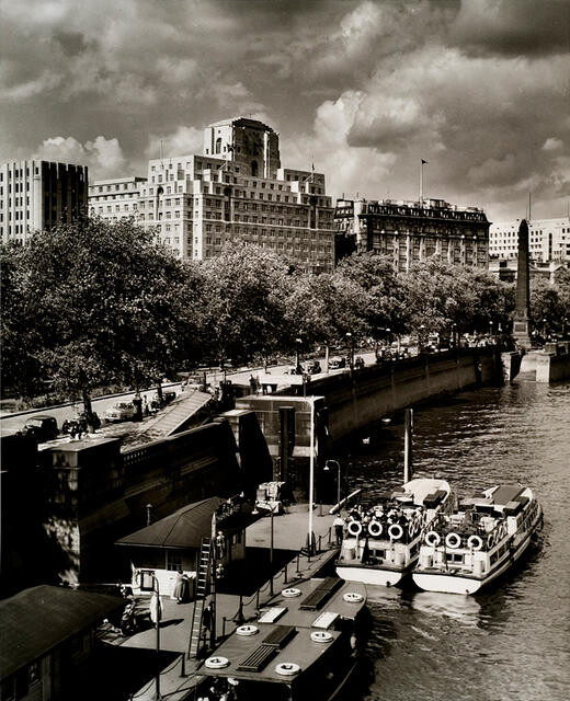 Victoria Embankment and Shell Mex building from Charing Cross Bridge