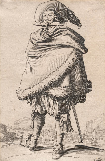 Le Gentilhomme Enroulé dans son Manteau Bordé de Fourrures