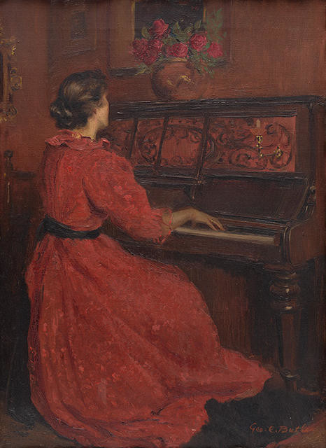 The artist's wife at the piano