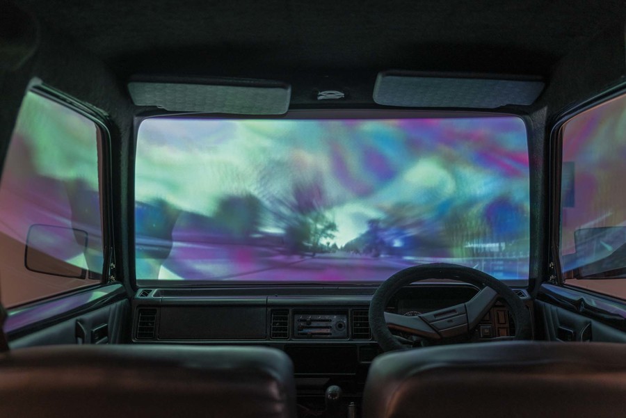 Terri Te Tau Te Āhua o te Hau ki te Papaioea 2015. Suzuki Carry van with projection and sound. Music composed by Rob Thorne. Courtesy of the artist. Photo: John Lake