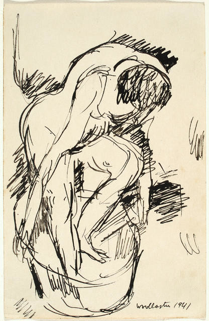 Sketch of woman bathing