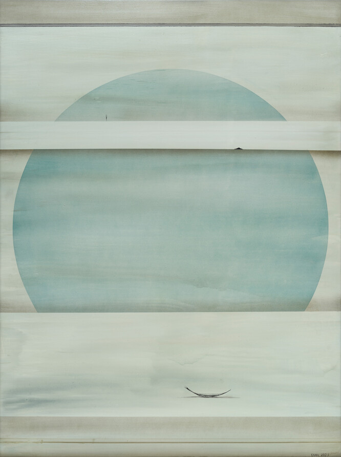 Simon Kaan Te Au 2023. Ink and oil on board. Collection of Christchurch Art Gallery Te Puna o Waiwhetū, purchased 2023