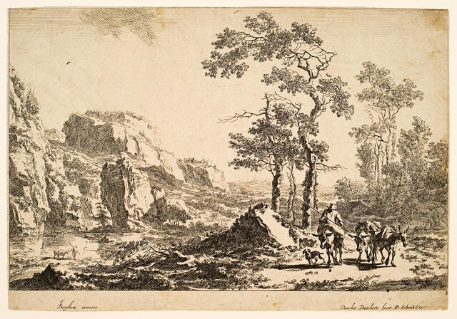 Mountainous Landscape With Mules And Muleteer
