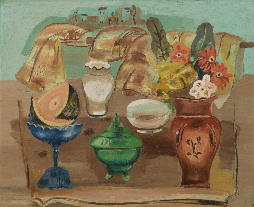 Frances Hodgkins Still Life c. 1932. Oil on wood panel. Collection of Christchurch Art Gallery Te Puna o Waiwhetū, purchased 1979