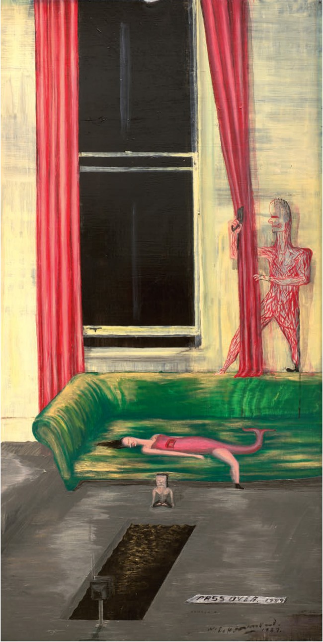 W.D. Hammond Passover 1989. Acrylic and varnish on aluminium, 1200 x 613 mm, Chartwell Collection, Auckland Art Gallery Toi o Tāmaki, Auckland, New Zealand