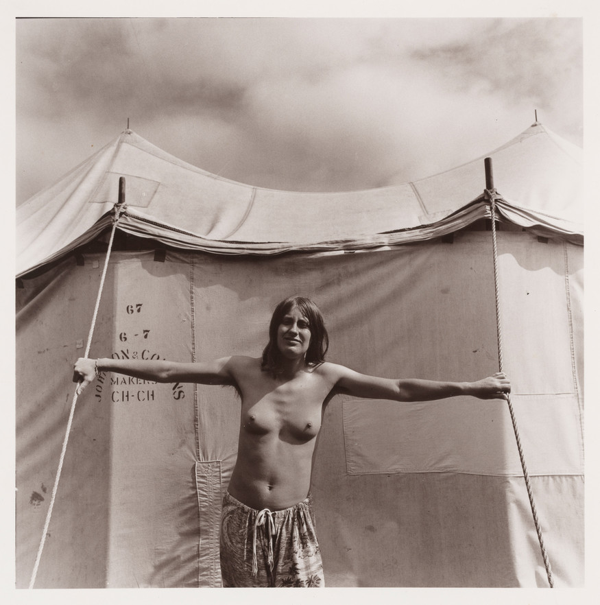 Jane Zusters Margaret Flaws at Punakaiki 1978. Unique silver gelatin print. Collection of Christchurch Art Gallery Te Puna o Waiwhetu, gift of the Friends of Christchurch Art Gallery, 2022, in celebration of their 50th Anniversary 1971–2021