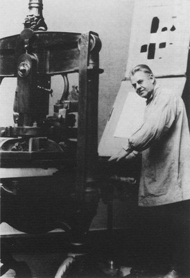 Frederic W. Goudy with Morris's Albion press.
