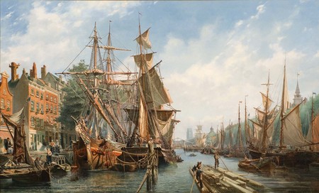  Petrus van der Velden The Leuvehaven, Rotterdam 1867. Oil on canvas. Collection of Christchurch Art Gallery Te Puna o Waiwhetū, purchased with assistance from Gabrielle Tasman in memory of Adriaan, and the Olive Stirrat bequest. Purchase supported by Christchurch City Council’s Challenge Grant to Christchurch Art Gallery Trust, 2010