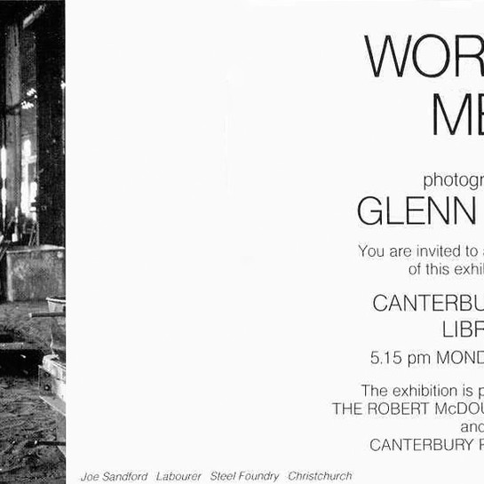Invitation to the opening of the Working Men: Photographs by Glenn Busch exhibition