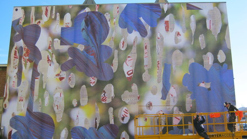 Tjalling de Vries Tjalling is Innocent (in progress) 2012. Paper collage. Back wall of CoCA, viewable from Worcester Boulevard. A Christchurch Art Gallery Outer Spaces project in association with CoCA.