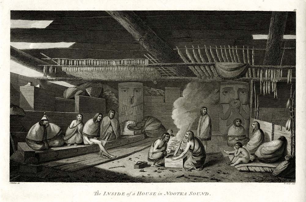 William Sharp, after John Webber The interior of a house in Nootka Sound 1784. Engraving. British Museum