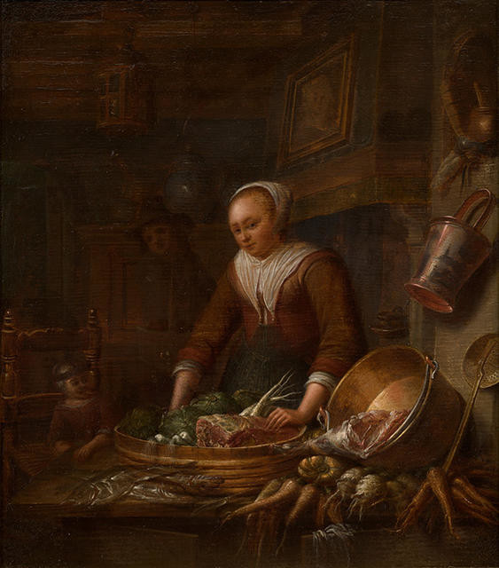 Cottage Interior with Kitchen Maid