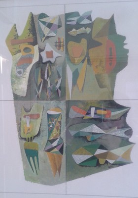 Russell Clark T & G Building mural, finished design sketch. Reproduced courtesy of Rosalie Archer