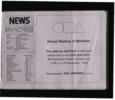 Canterbury Society of Arts News, number 82, November/December [1978]