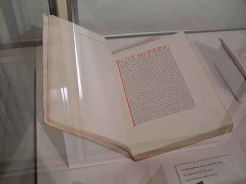 The Doves Press, Hammersmith 1903-1905. The English Bible Vol 1, printed by T J Cobden-Sanderson and Emery Walker. 500 copies. 340x240. Collection Baillieu Library, University of Melbourne.