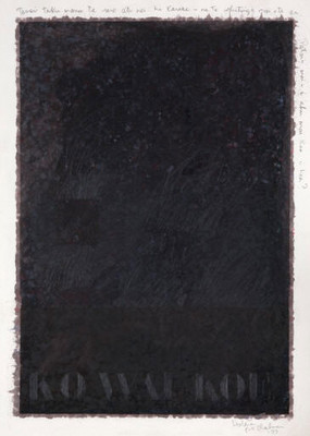 Ralph Hotere Drawing (KO WAI KOE?) 1977. Lacquer, ink, pencil. Collection of Christchurch Art Gallery Te Puna o Waiwhetū, purchased. 1978. Reproduced courtesy of Ralph Hotere