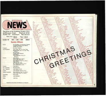 Canterbury Society of Arts News, number 132, December/January/February 1986/7