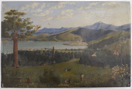 Samuel Farr, England / New Zealand, 1827-1918. Akaroa (c.1855) Collection Akaroa Museum, Te Whare Taonga