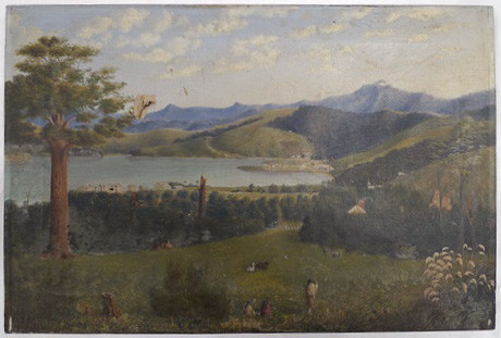 Samuel Farr, England / New Zealand, 1827-1918. Akaroa (c.1855) Collection Akaroa Museum, Te Whare Taonga