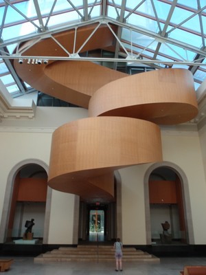 Frank Gehry-designed spiral staircase in the Walker Court of the Art Gallery of Ontario, Toronto, Canada
