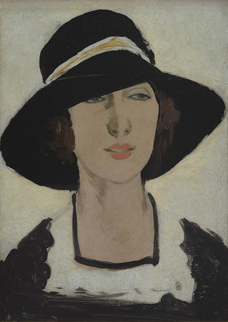Study (Woman in a wide black hat) by Raymond McIntyre