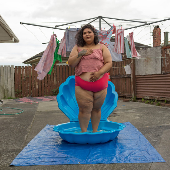 Louisa Afoa Blue Clam 2018. Photograph. Collection of Christchurch Art Gallery Te Puna o Waiwhetū, purchased 2021