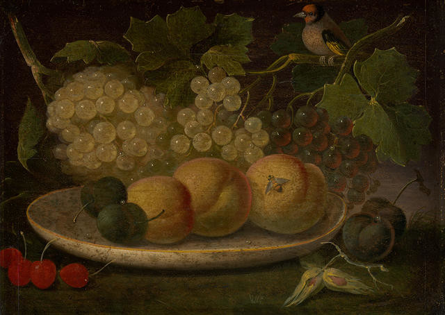 Still Life (Peaches, Grapes, Cherries, Bee & Bird)