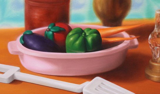 Emily Hartley-Skudder Kitchen (Still Life with Vegetables and Spatula) 2012. Oil on canvas. Reproduced courtesy of the artist