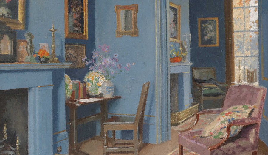 James Durden A Blue Room in Kensington (detail) c. 1930. Oil on canvas. Collection of Christchurch Art Gallery Te Puna o Waiwhetū, presented by a group of Christchurch citizens, 1932