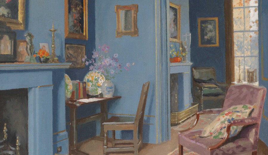 James Durden A Blue Room in Kensington (detail) c. 1930. Oil on canvas. Collection of Christchurch Art Gallery Te Puna o Waiwhetū, presented by a group of Christchurch citizens, 1932