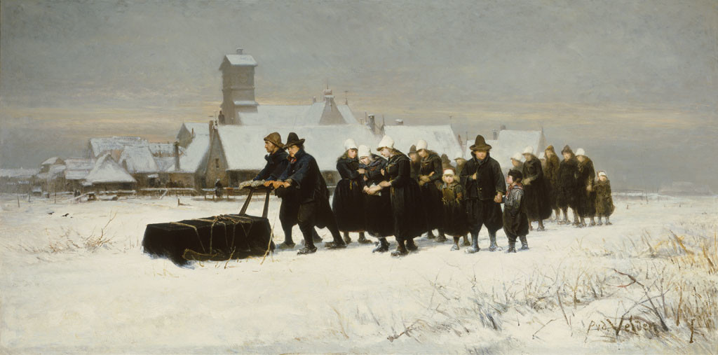 Petrus van der Velden The Dutch funeral 1875. Oil on canvas. Collection of Christchurch Art Gallery Te Puna o Waiwhetū, gifted by Henry Charles Drury van Asch 1932  