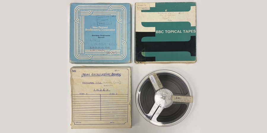 Tape covers in the Archive of Māori and Pacific Sound, University of Auckland. Photo: Huni Mancini
