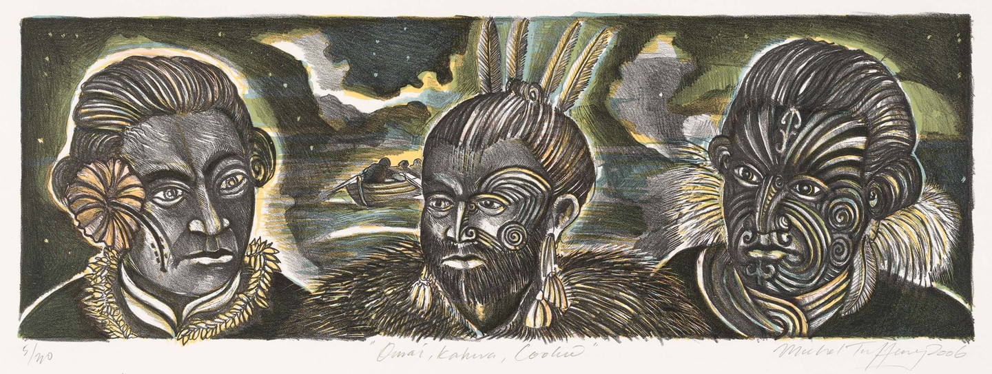 Michel Tuffery Omai, Kakura, Cookie 2006. Lithograph. Collection of Christchurch Art Gallery Te Puna o Waiwhetū, Karen Stevenson Collection, presented 2022