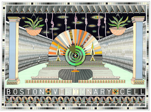 Jess Johnson Boston Visionary Cell 2013. Pen, copic markers, metallic paint on paper