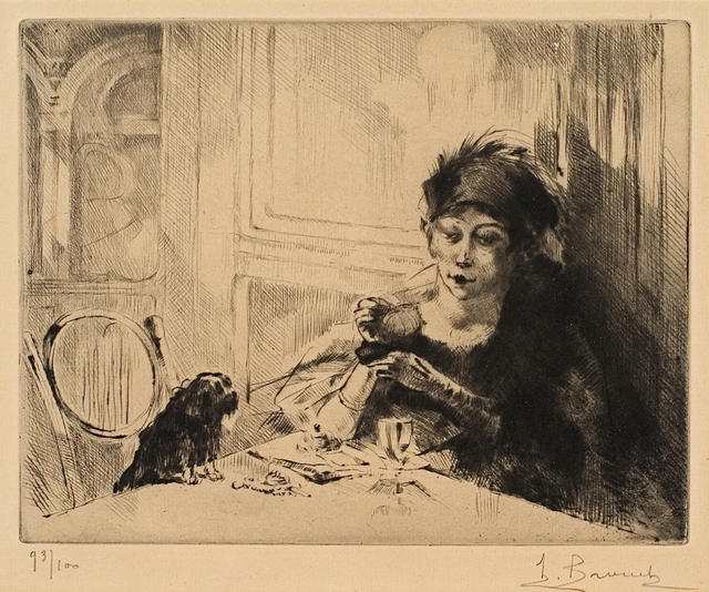 La femme au chien