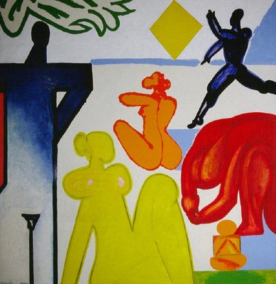 Patrick Hanly Golden Age 1980. Enamel on board. Collection of Christchurch Art Gallery Te Puna o Waiwhetū, purchased 1981. Reproduced with permission