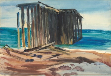  Doris Lusk Acropolis, Onekaka (The Wharf) 1966. Watercolour. Collection of Christchurch Art Gallery Te Puna o Waiwhetū, Lawrence Baigent / Robert Erwin bequest, 2003