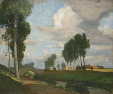 Archibald Nicoll A Flemish Waterway. Oil on canvas. Collection of Christchurch Art Gallery Te Puna o Waiwhetū, presented by the Canterbury Society of Arts, 1932