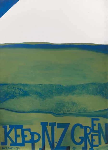 Colin McCahon Keep New Zealand green 1966. Synthetic polymer paint on canvas. Private collection. Reproduced courtesy of the Colin McCahon Research and Publication Trust
