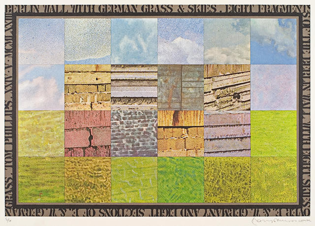 Eight Fragments Of The Berlin Wall With Eight Skies Over E&w Germany And Eight Sections Of E&w German Grass