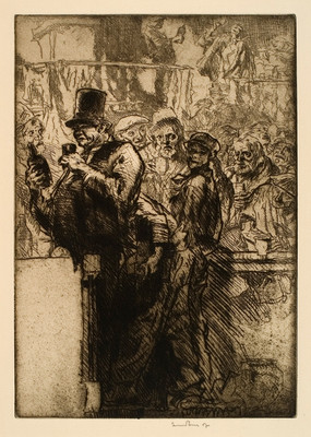 Frank Brangwyn The Beer Shop 1920. Etching. Purchased 1984.